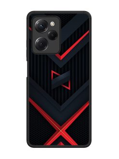 Red Gray Abstract Glossy Metal Phone Cover for Poco X5 Pro (5G)