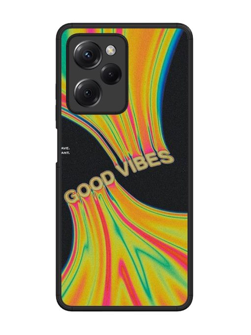 Good Vibes Glossy Metal Phone Cover for Poco X5 Pro (5G) Zapvi