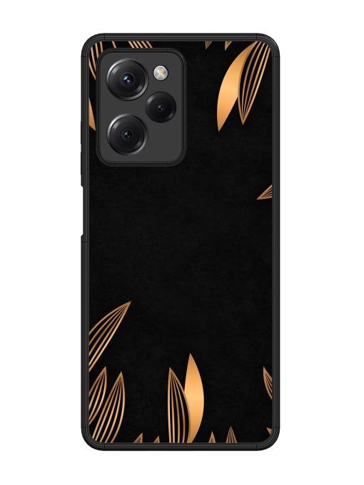 Golden Leaf Pattern Glossy Metal Phone Cover for Poco X5 Pro (5G) Zapvi