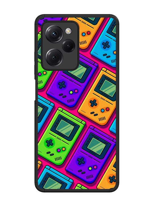 Game Seamless Pattern Glossy Metal Phone Cover for Poco X5 Pro (5G) Zapvi