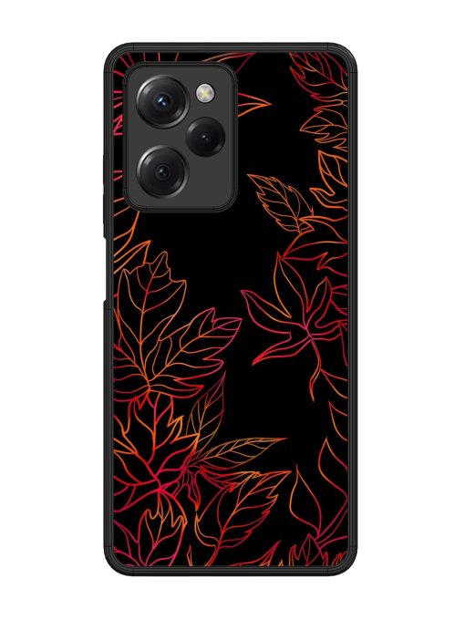 Red Floral Pattern Glossy Metal Phone Cover for Poco X5 Pro (5G) Zapvi