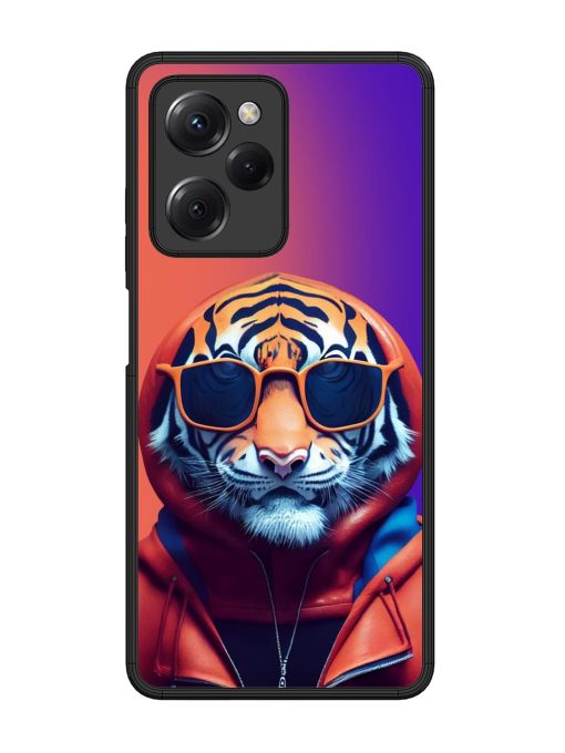 Tiger Animation Glossy Metal Phone Cover for Poco X5 Pro (5G) Zapvi