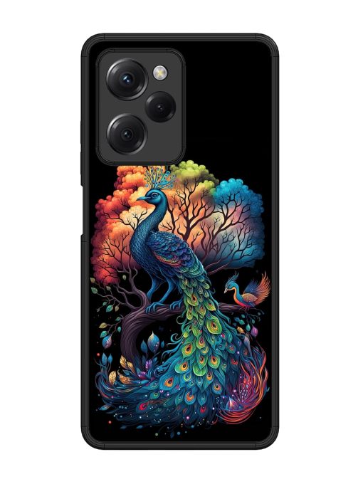 Peacock Tree Art Glossy Metal Phone Cover for Poco X5 Pro (5G) Zapvi