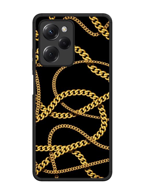 Decorative Golde Chain Glossy Metal Phone Cover for Poco X5 Pro (5G) Zapvi