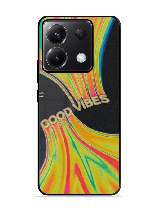 Good Vibes Glossy Metal Phone Cover for Poco X6 (5G) Zapvi