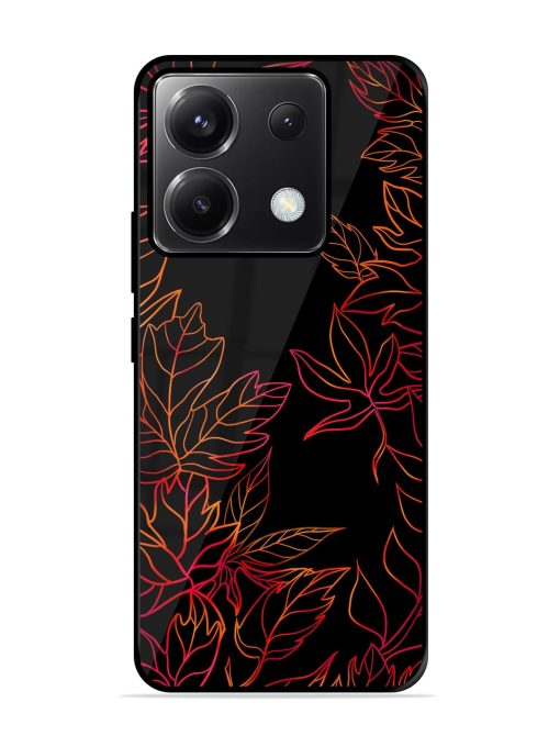 Red Floral Pattern Glossy Metal Phone Cover for Poco X6 (5G) Zapvi