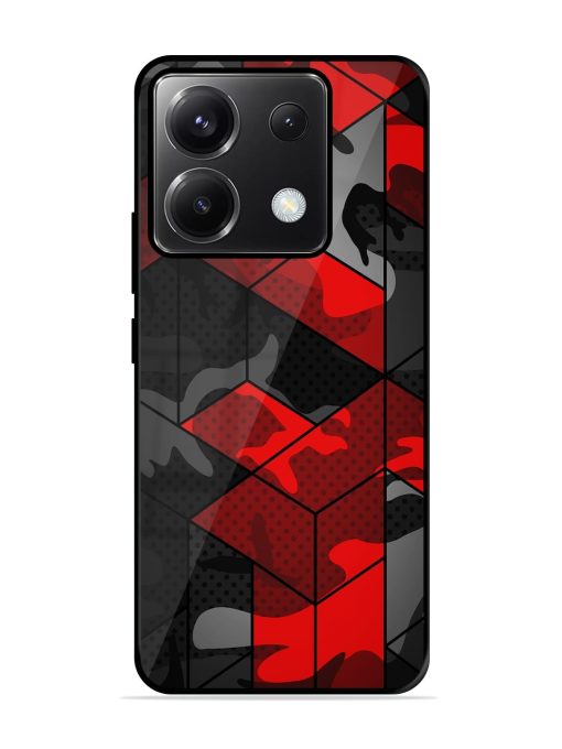 Royal Red Camouflage Pattern Glossy Metal Phone Cover for Poco X6 (5G) Zapvi