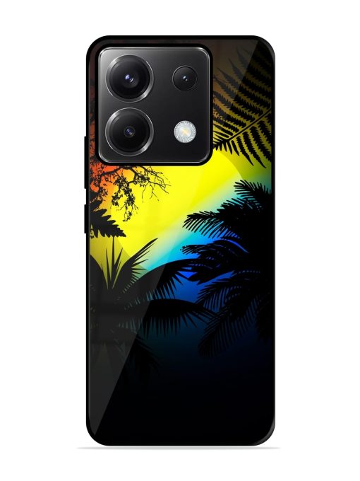 Colorful Sunset With Palm Trees Glossy Metal Phone Cover for Poco X6 (5G) Zapvi