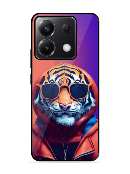 Tiger Animation Glossy Metal Phone Cover for Poco X6 (5G)