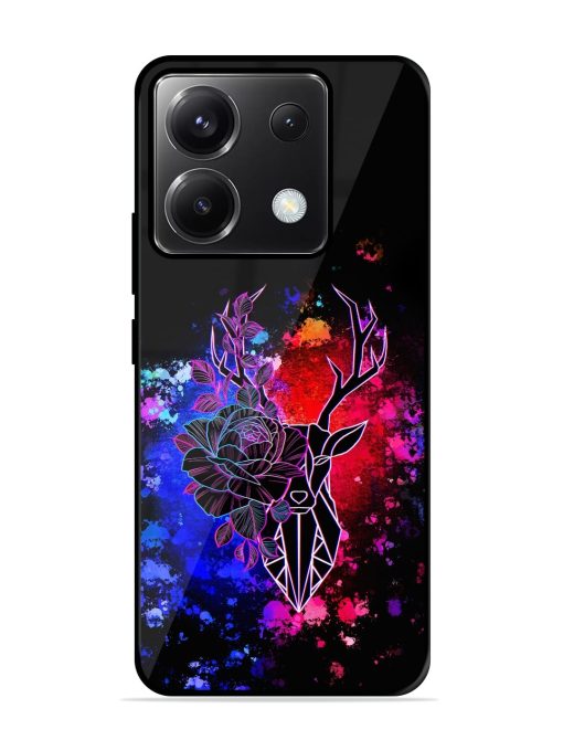 Floral Deer Art Glossy Metal Phone Cover for Poco X6 (5G) Zapvi