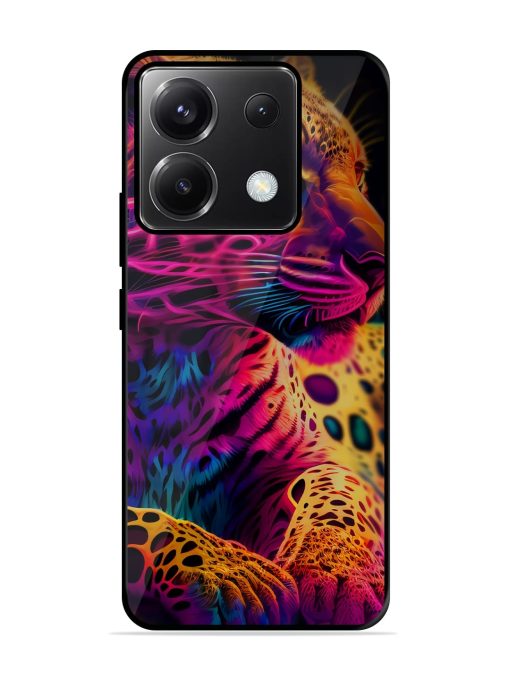 Leopard Art Glossy Metal Phone Cover for Poco X6 (5G) Zapvi