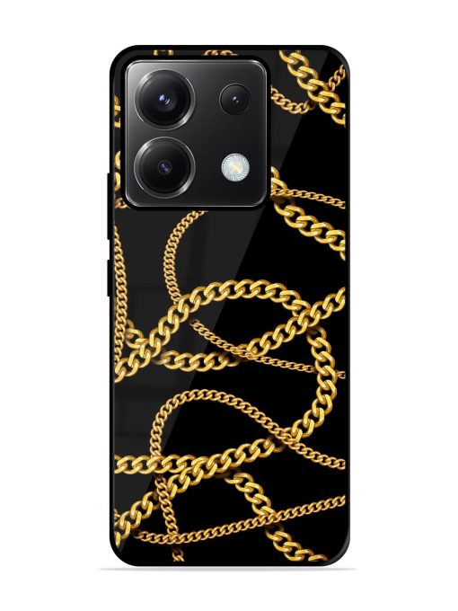 Decorative Golde Chain Glossy Metal Phone Cover for Poco X6 (5G) Zapvi