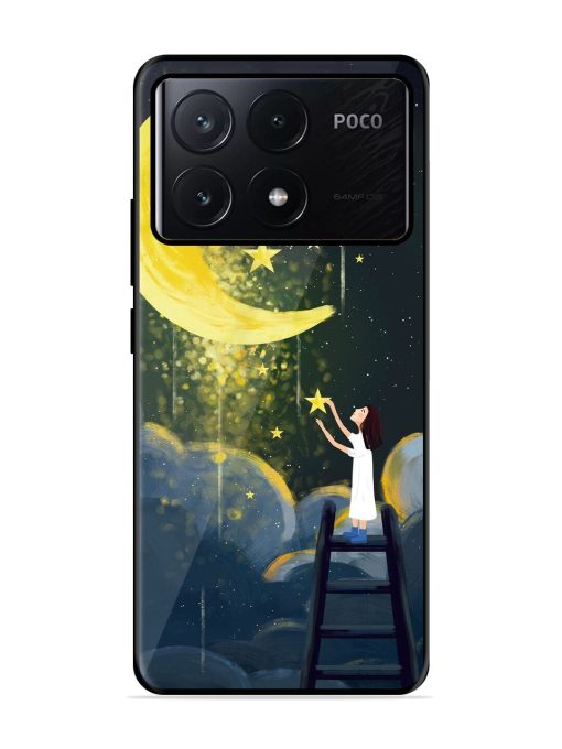 Moonlight Healing Night Illustration Glossy Metal TPU Phone Cover for Poco X6 Pro (5G) Zapvi