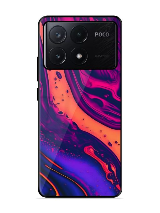 Fluid Blue Pink Art Glossy Metal Phone Cover for Poco X6 Pro (5G) Zapvi