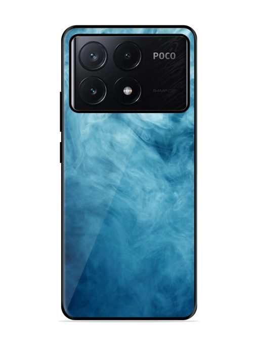 Blue Smoke Art Glossy Metal Phone Cover for Poco X6 Pro (5G)