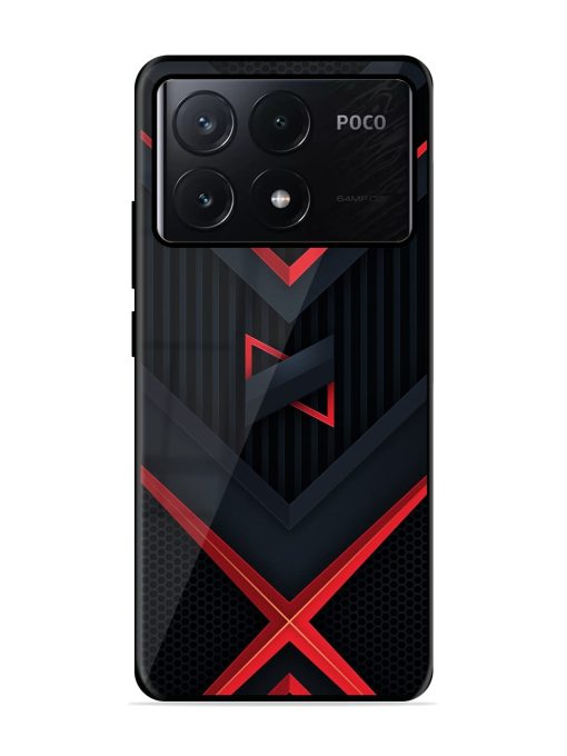 Red Gray Abstract Glossy Metal Phone Cover for Poco X6 Pro (5G) Zapvi