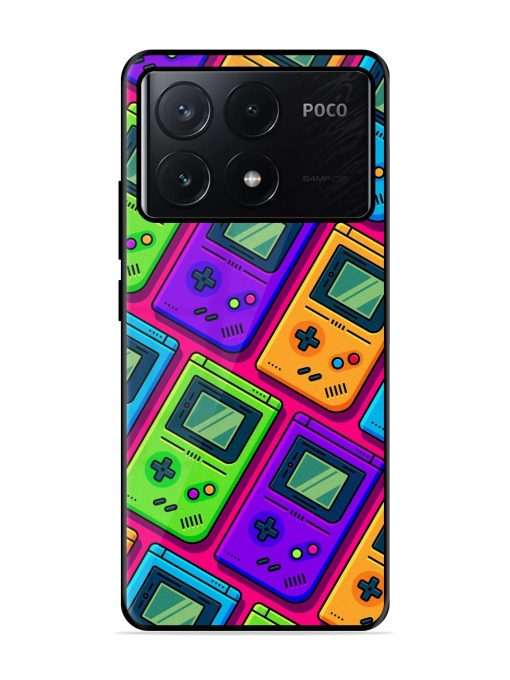 Game Seamless Pattern Glossy Metal Phone Cover for Poco X6 Pro (5G) Zapvi