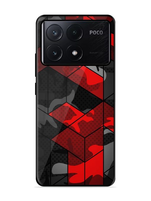 Royal Red Camouflage Pattern Glossy Metal Phone Cover for Poco X6 Pro (5G) Zapvi