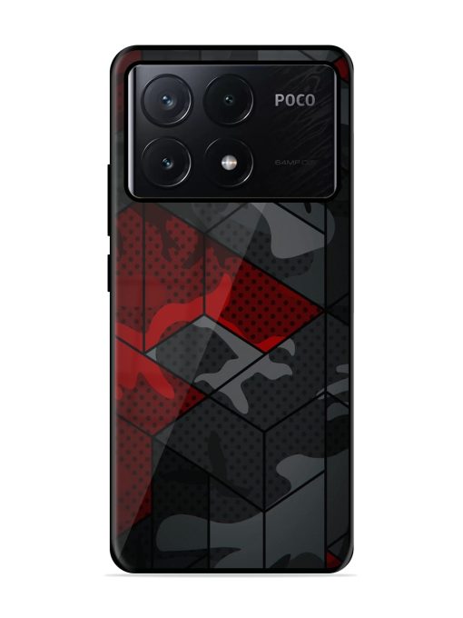 Red And Grey Pattern Glossy Metal Phone Cover for Poco X6 Pro (5G) Zapvi