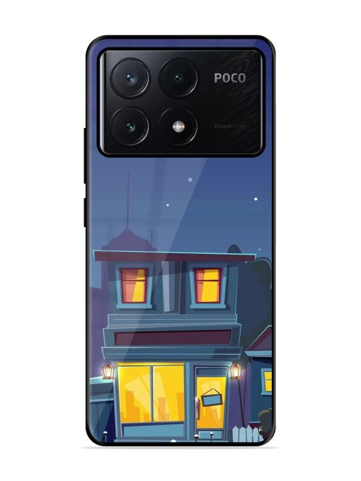 Vector Night House Glossy Metal Phone Cover for Poco X6 Pro (5G) Zapvi