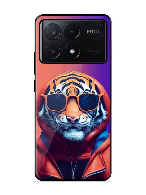 Tiger Animation Glossy Metal Phone Cover for Poco X6 Pro (5G) Zapvi