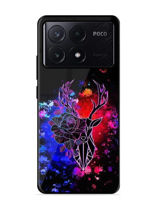 Floral Deer Art Glossy Metal Phone Cover for Poco X6 Pro (5G) Zapvi