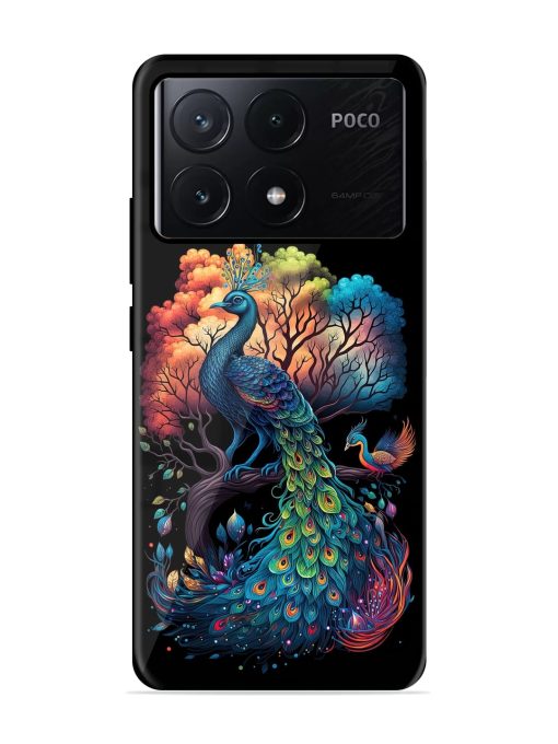 Peacock Tree Art Glossy Metal Phone Cover for Poco X6 Pro (5G) Zapvi