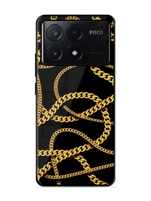 Decorative Golde Chain Glossy Metal Phone Cover for Poco X6 Pro (5G)