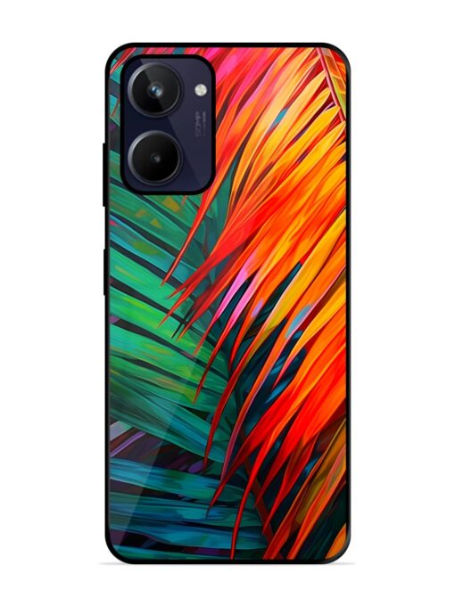 Painted Tropical Leaves Glossy Metal Phone Cover for Realme 10