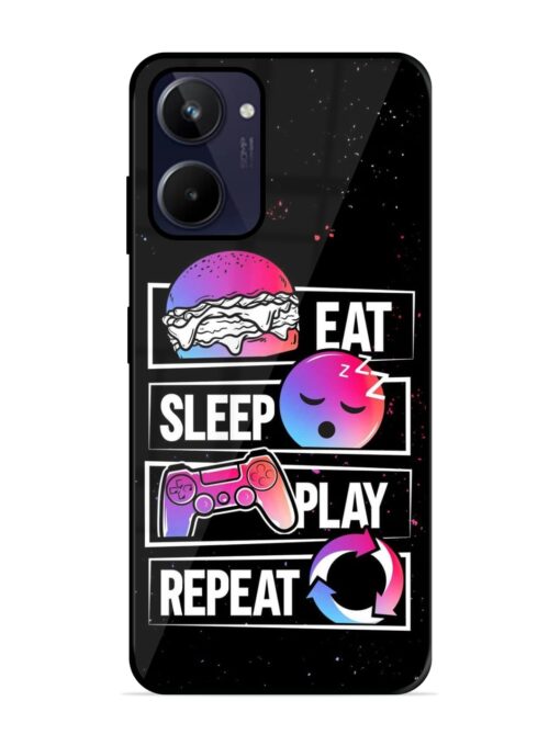 Eat Sleep Play Repeat Glossy Metal Phone Cover for Realme 10