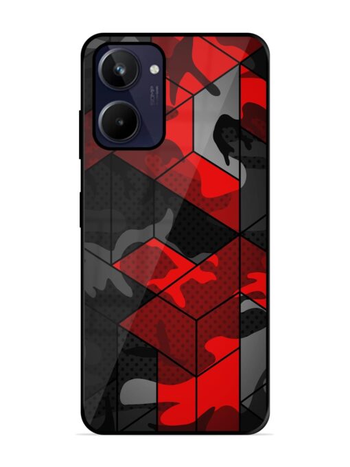 Royal Red Camouflage Pattern Glossy Metal Phone Cover for Realme 10