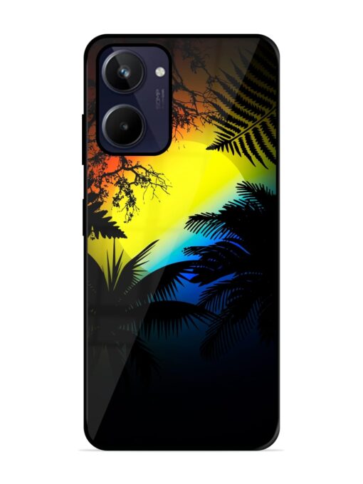 Colorful Sunset With Palm Trees Glossy Metal Phone Cover for Realme 10