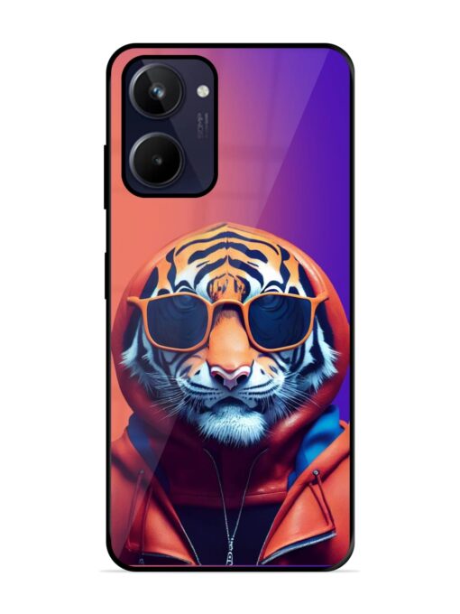 Tiger Animation Glossy Metal Phone Cover for Realme 10