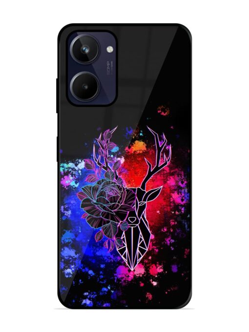 Floral Deer Art Glossy Metal Phone Cover for Realme 10