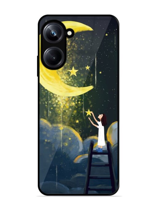 Moonlight Healing Night Illustration Glossy Metal TPU Phone Cover for Realme 10 Pro (5G)