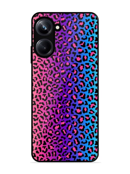 Colorful Leopard Seamless Glossy Metal Phone Cover for Realme 10 Pro (5G) Zapvi