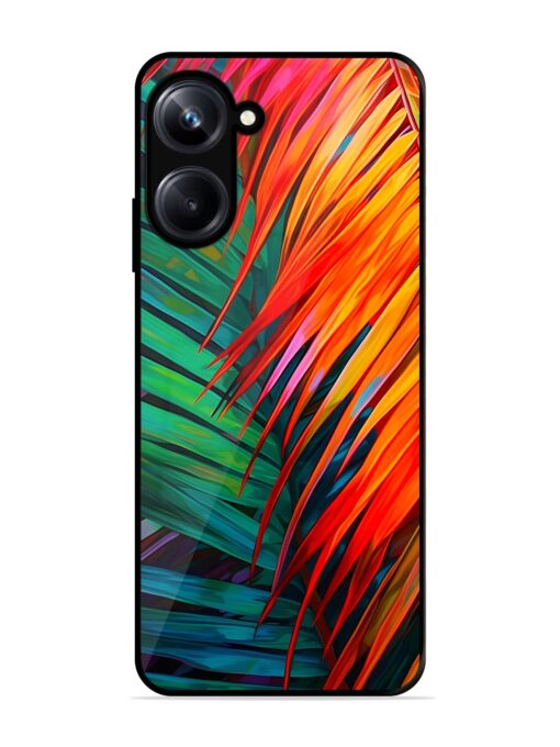 Painted Tropical Leaves Glossy Metal Phone Cover for Realme 10 Pro (5G) Zapvi