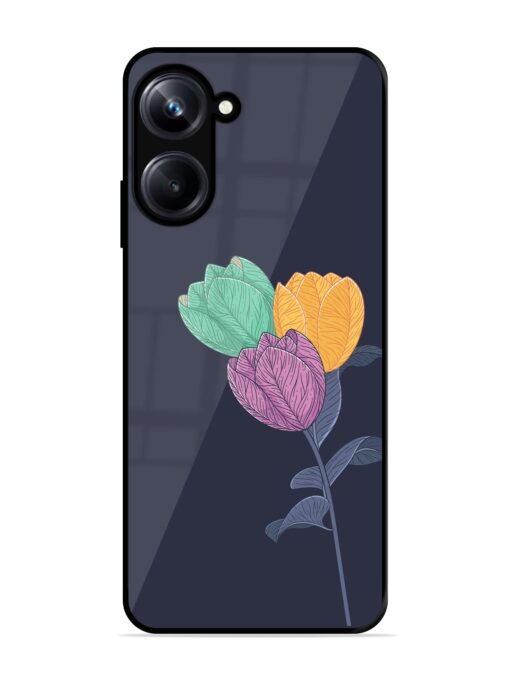 Flower Vector Glossy Metal Phone Cover for Realme 10 Pro (5G) Zapvi