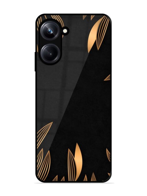 Golden Leaf Pattern Glossy Metal Phone Cover for Realme 10 Pro (5G) Zapvi