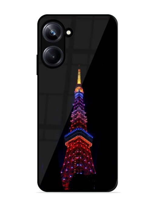 Eiffel Tower Night View Glossy Metal Phone Cover for Realme 10 Pro (5G) Zapvi