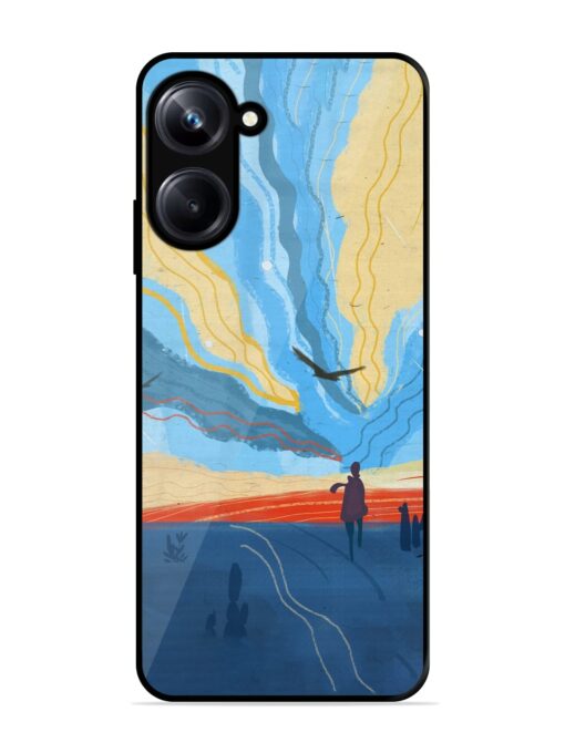 Minimal Abstract Landscape Glossy Metal Phone Cover for Realme 10 Pro (5G) Zapvi