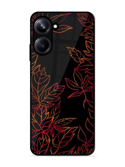 Red Floral Pattern Glossy Metal Phone Cover for Realme 10 Pro (5G)