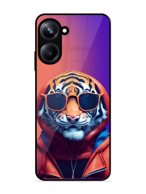 Tiger Animation Glossy Metal Phone Cover for Realme 10 Pro (5G) Zapvi