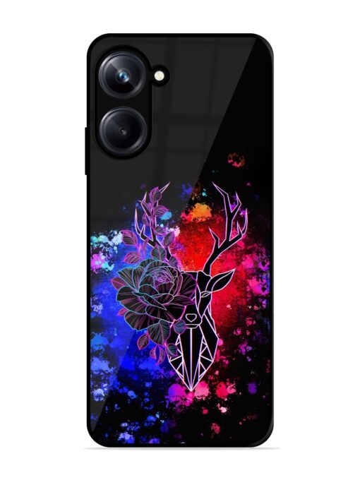 Floral Deer Art Glossy Metal Phone Cover for Realme 10 Pro (5G) Zapvi