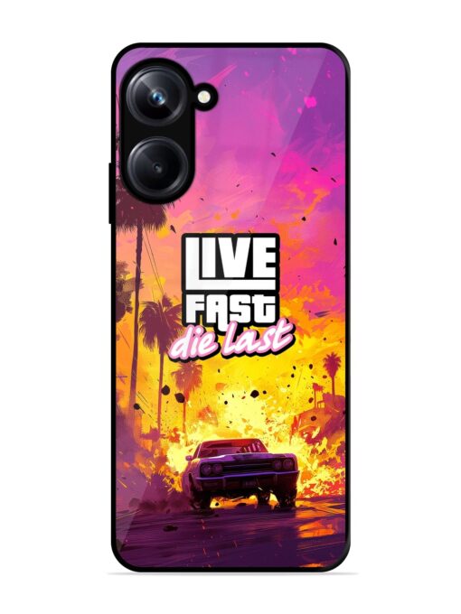 Live Fast Glossy Metal Phone Cover for Realme 10 Pro (5G) Zapvi