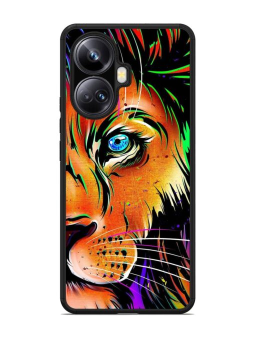 Colorful Lion Design Glossy Metal TPU Phone Cover for Realme 10 Pro Plus (5G)