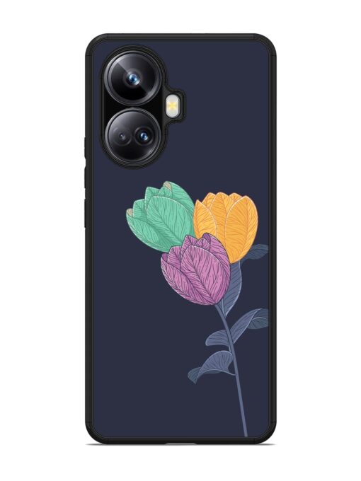 Flower Vector Glossy Metal Phone Cover for Realme 10 Pro Plus (5G) Zapvi