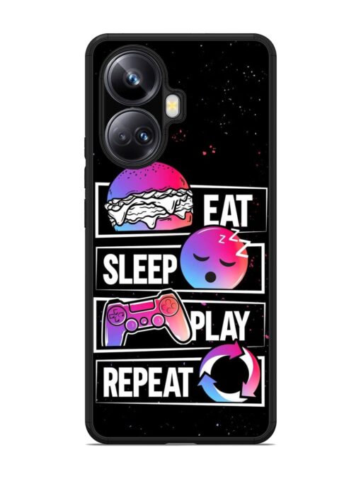 Eat Sleep Play Repeat Glossy Metal Phone Cover for Realme 10 Pro Plus (5G) Zapvi