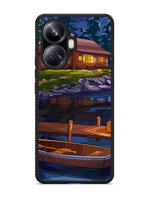 Village Night Scene Glossy Metal Phone Cover for Realme 10 Pro Plus (5G) Zapvi