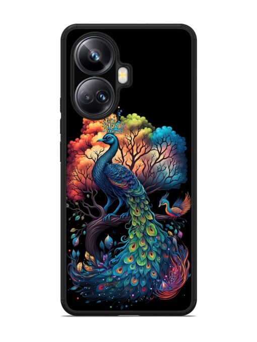 Peacock Tree Art Glossy Metal Phone Cover for Realme 10 Pro Plus (5G) Zapvi